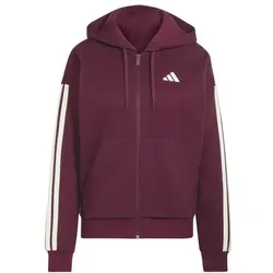 adidas Essentials 3-Stripes Fleece Kapuzenjacke Damen - maroon/iv