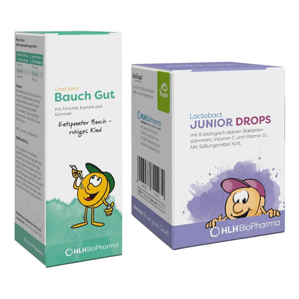 HLH BioPharma GmbH Lactobact Junior Drops 60stk + Casa Sana Bauch Gut Tropfen 30ml 08102609