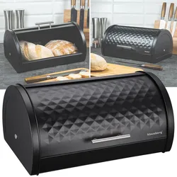 Eleganter Brotkasten mit Deckel – aus robustem Edelstahl, schwarz, stilvolles Design für frische Backwaren, langlebig, platzsparend & pflegeleicht