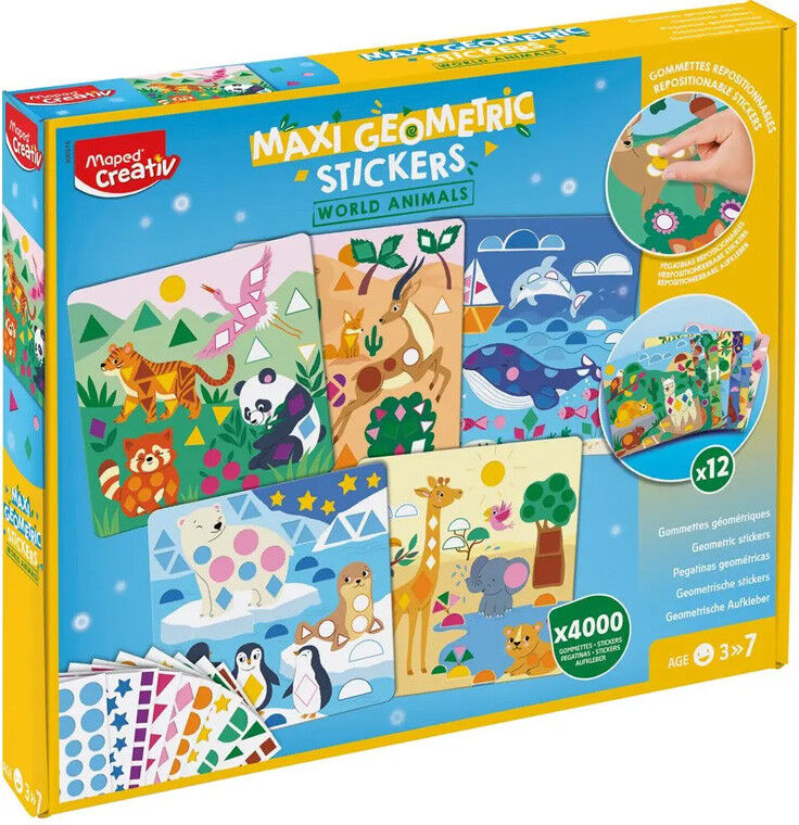 Maxi Stickers Géométrique : Animaux du Monde - Maped Creativ
