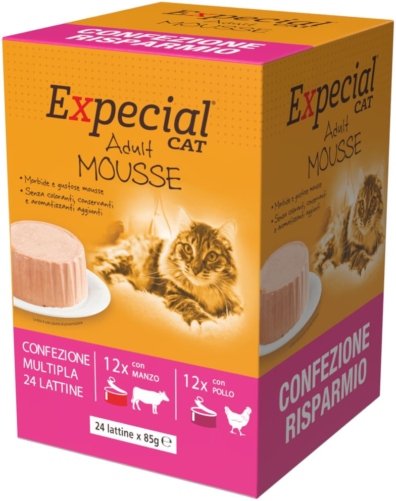 Expecial Cat Adult Mousse Lattina Multipack 24x85G MIX CARNE