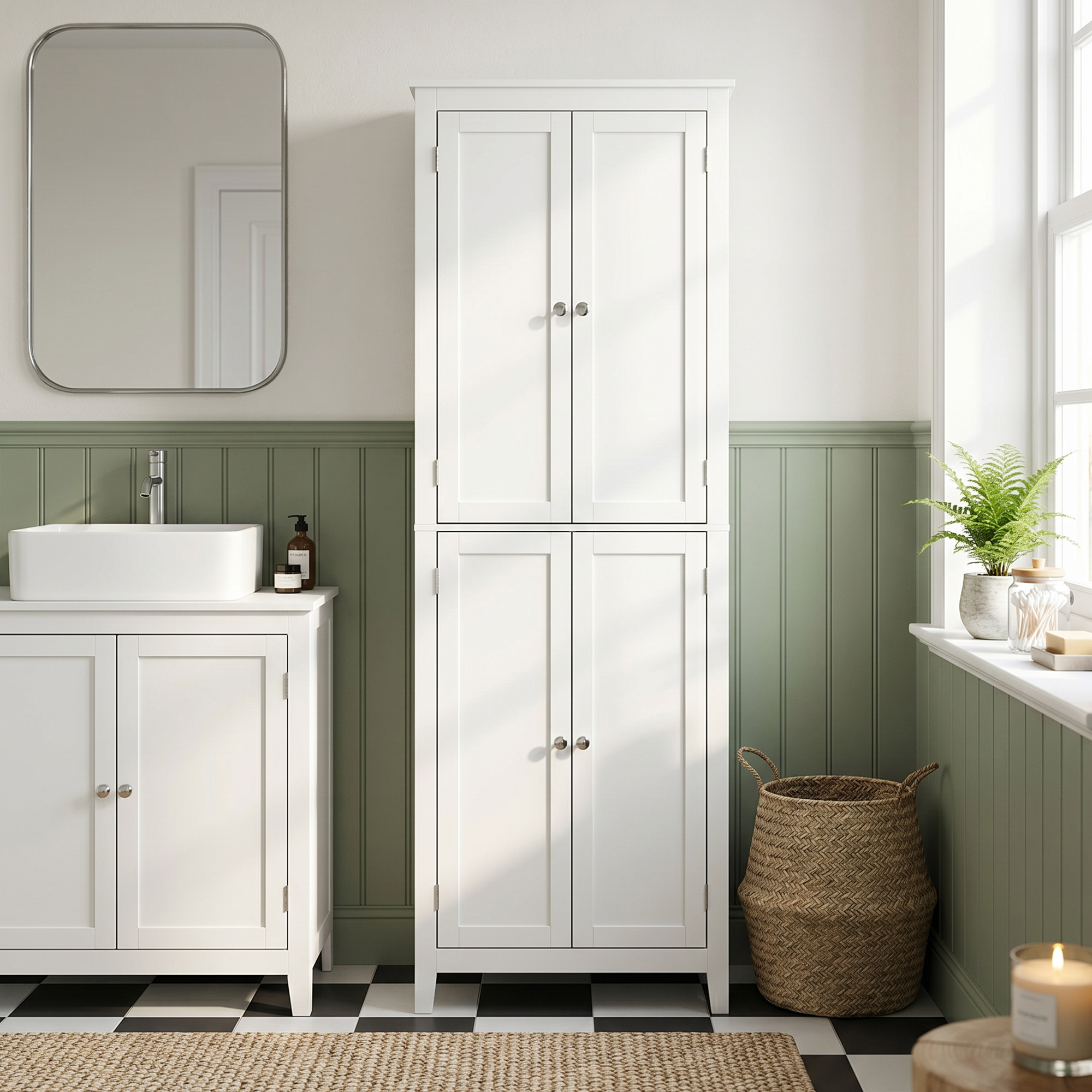 Homcom Mobile Bagno Alto 170 cm da Terra con Ripiani Regolabili   Aosom Italy