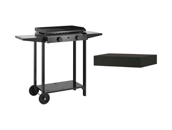 Nouvel Forge Adour Plancha mit Rollwagen Schwarz