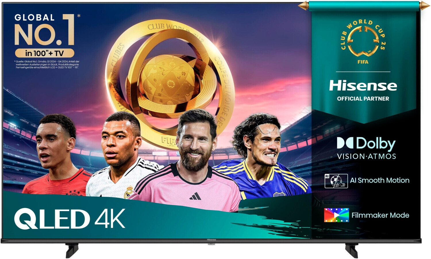 Hisense 65 '' E7Q | Hi-QLED Smart TV 4K 60 Hz, 165,1 cm (65"), 3840 x 2160 Pixel, QLED, Smart-TV, WLAN, Schwarz