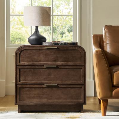 HULALA HOME Yanick Modern 3-Drawer Arched End Table With Solid Wood Legs and Charging Station