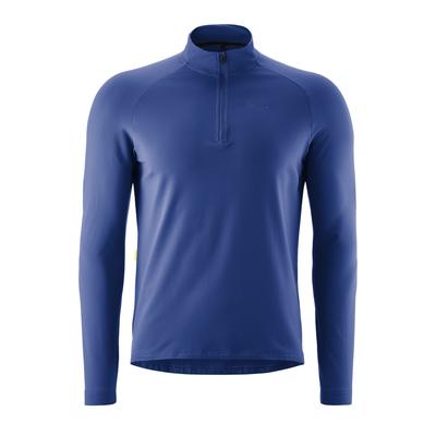 Radtrikot GONSO "Essential Jersey Longsleeve M", Herren, Gr. XXL, blau (jeansblau), 86% Polyester, 14% Elasthan, hoch geschlossener Ausschnitt, Trikots, Herren Fahrradtrikot langarm, Midlayer Trikot