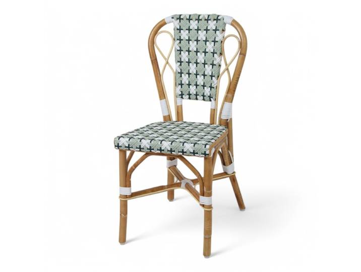 Chaise de terrasse AUTEUIL - Rotin - Tressage Vert et Blanc