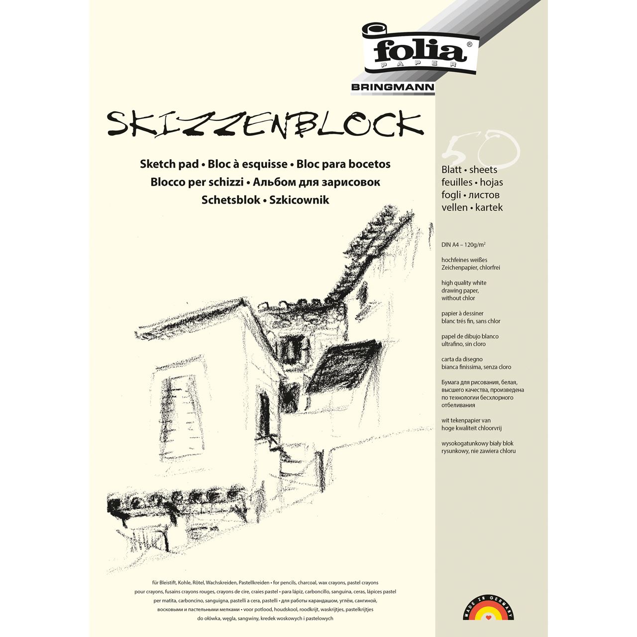 folia Skizzenblöcke DIN A4, 5 Blöcke