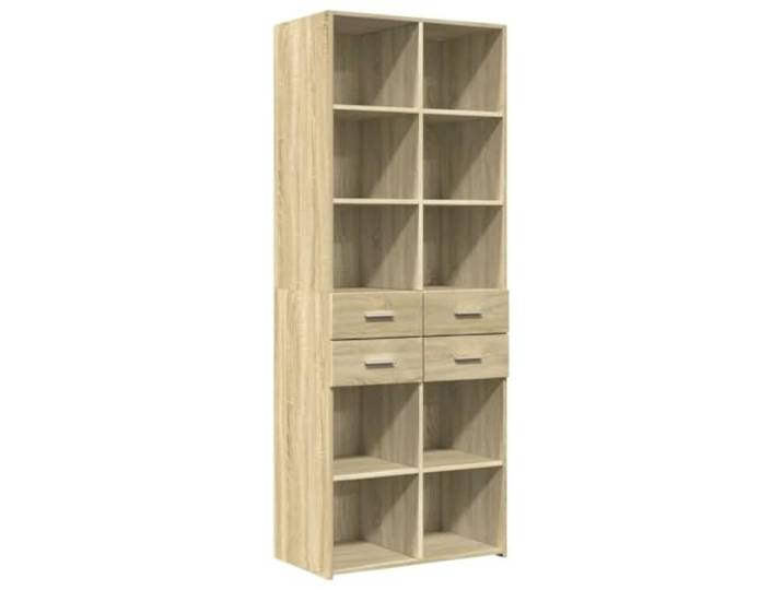 LASWWQMRF Highboard Sonoma-Eiche 70x42,5x185 cm Holzwerkstoff Schrank Schlanker Stand-Schrank mit reichlich Stauraum für Wohnzimmer, Flur oder Schlafzimmer, pflegeleicht und zeitlos.