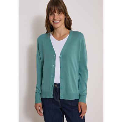 Cardigan CECIL, Damen, Gr. 3XL (48), mineral blau, Web, 60% Baumwolle, 40% Viskose, unifarben, comfort fit normal, V-Ausschnitt, Rippbündchen, Strickjacken, im soften Baumwoll-Mix