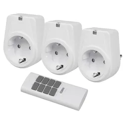 McPower Comfort, Funksteckdosen-Set, 3 Steckdosen + 1 Fernbedienung