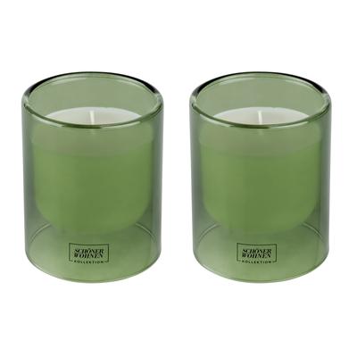 Duftkerze "»Basil L«", grün, B:9cm H:11cm T:9cm, Glas, Wachs, SCHÖNER WOHNEN-KOLLEKTION, Kerzen, im Glas, würziger & lebendiger Duft, Brenndauer 45 - 55 Stunden