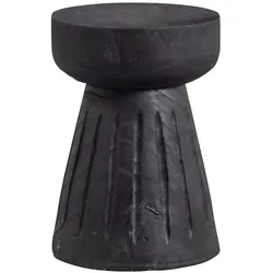 Hocker Borre aus Paulowniaholz, skandinavischer Stil, schwarz lackiert, rund, für Indoor