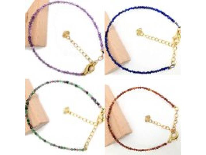 Natuurstenen ketting armband Spinel/Lapislazuli/Amazoniet/Amethist/Tourmaline/Amethist Ketting 2-3mm Geslepen kralen ketting
