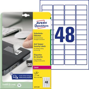 Zweckform L6113-20 Sicherheits-Etiketten 45.7x21.2, 960 Stück