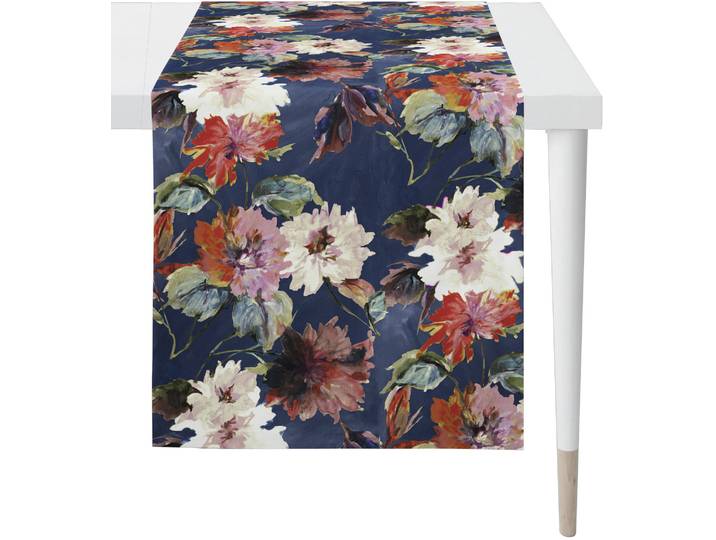Tischläufer APELT 5600, Herbstdekoration, detailreiches Blumenmuster , bunt (blau, bunt), B:48cm L:140cm, Baumwolle, Tischdecken, Tischläufer, Digitaldruck, harmonische Farben, florale Design