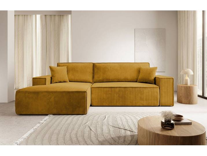 Selsey Ecksofa FARESE NEW, mit Schlaffunktion, Bettkasten und tierfreundlichem Cordbezug, 267 cm