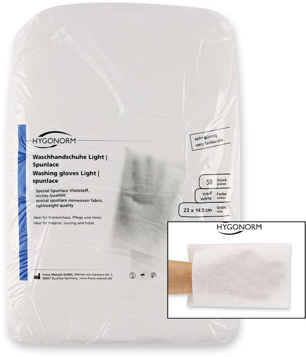 Hygonorm wegwerp washand wit 50 stuks B: 23 cm, D: 14,5 cm