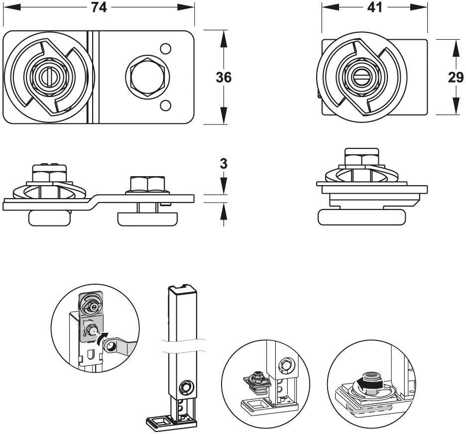MEPA nextVIT Montageset C-Schiene EC, Montagezubehör, 542050,