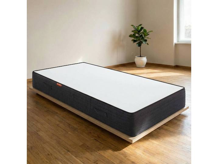 Matratzenbezug 80 x 190cm Webstoff Grau/Weiß