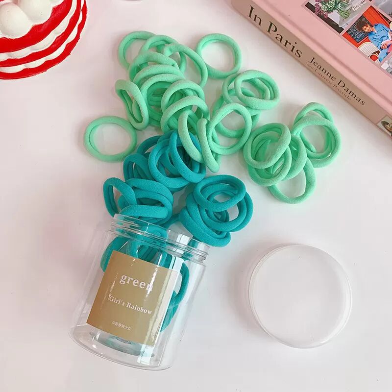 INF Set mit 50 blauen Haargummis, weiche und dehnbare Haar-Accessoires Grün