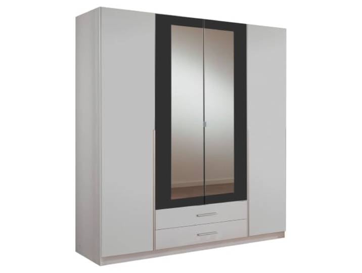 Kleiderschrank Skate Drehtürenschrank Weiß mit Grafit 179cm Breite mit Spiegel
