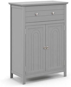 Costway Wooden Bathroom Floor Cabinet with Drawer and Adjustable Shelf-Gray