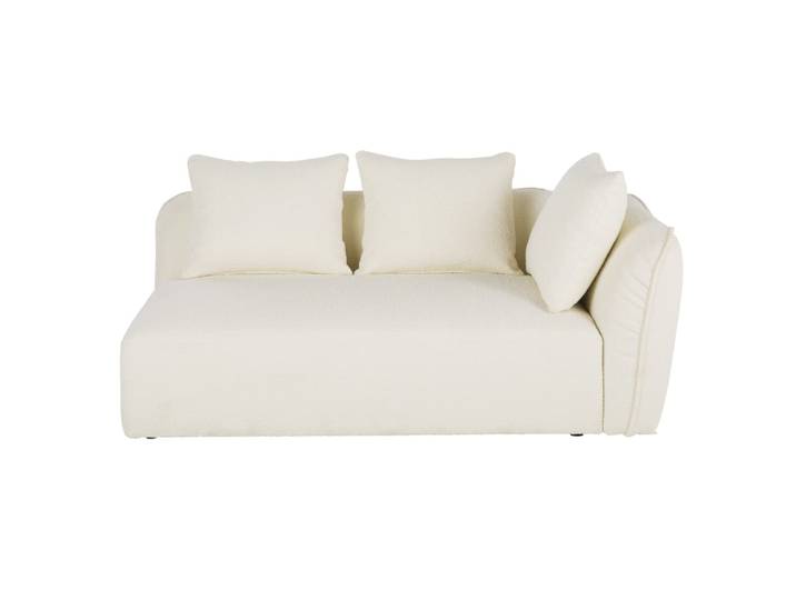 Rechte Armlehne für modulares Sofa mit Bezug aus ecrufarbenem Bouclé-Stoff