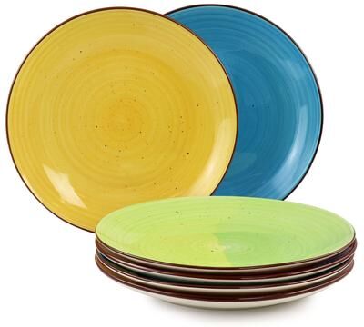 Elama Sebastian 6 Piece Stoneware Dinner Plate Set in Assorted Colors