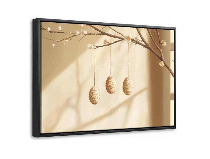 MuchoWow Leinwand Bilder mit Rahmen - Beige - Osterkuchen - Eier - 60x40, Rechteckig, 60x40 cm, gerahmt, Bilder & Rahmen, Bilder, Leinwandbilder
