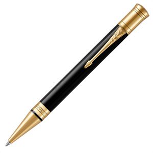 Parker Kugelschreiber DUOFOLD Prestige Chevron, schwarz/gold 23 Kt, Edelharz, Schreibf. schwarz