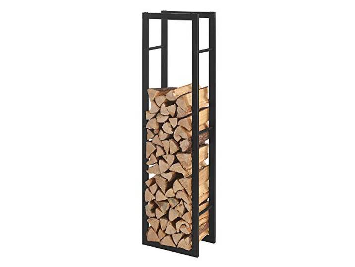 [en.casa] Kaminholzregal Täby Brennholzregal innen außen Metall 40 x 25 x 150 cm Holzunterstand Stapelhilfe für Feuerholz Holzlager Kaminholzständer Schwarz