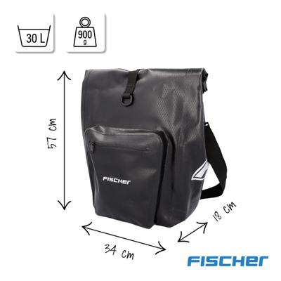 Gepäckträgertasche FISCHER FAHRRAD "PLUS Terra", schwarz, Taschen, B/H/T: 34cm x 14cm x 45cm, Polyurethan (PU), Gepäckträgertasche, B:34cm H:14cm T:45cm