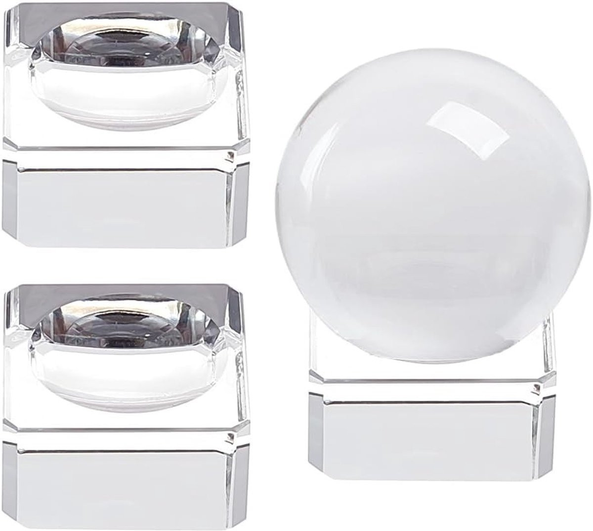 Set van 3 Kristallen Balstandaards - Vierkante Displaybases voor Kristallen en Golfballen van 40mm tot 90mm