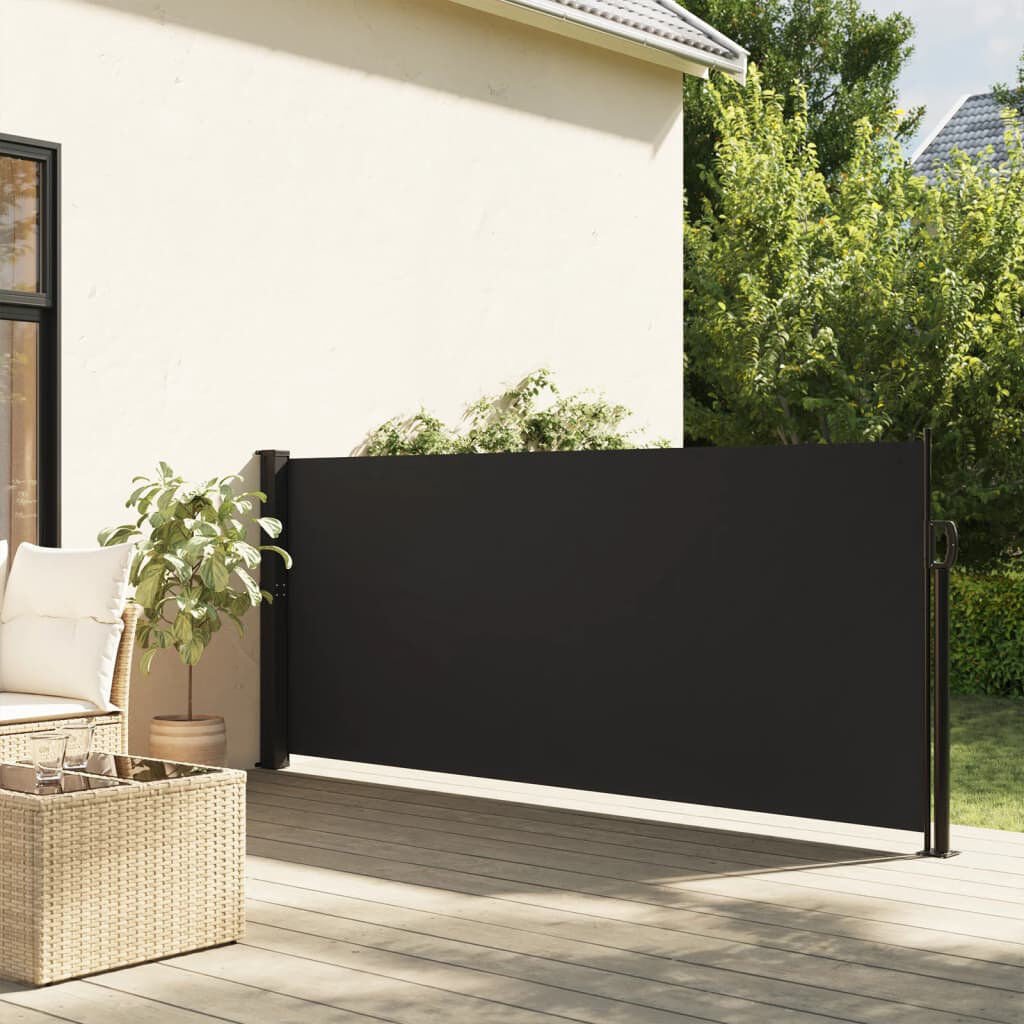 17 Stories Retractable Side Awning Black 140cm H x 500cm W