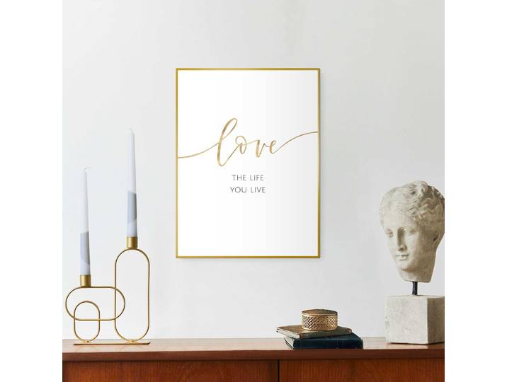 Bild mit Rahmen REINDERS Life is Love , gold (farbe bild(er): gold), B:30cm H:40cm T:1,6cm, Holzwerkstoff, Bilder, Bild mit Rahmen