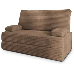 BETTSOFA LADIA aus Schaumstoff Kordstoff Beige Schlaffunktion