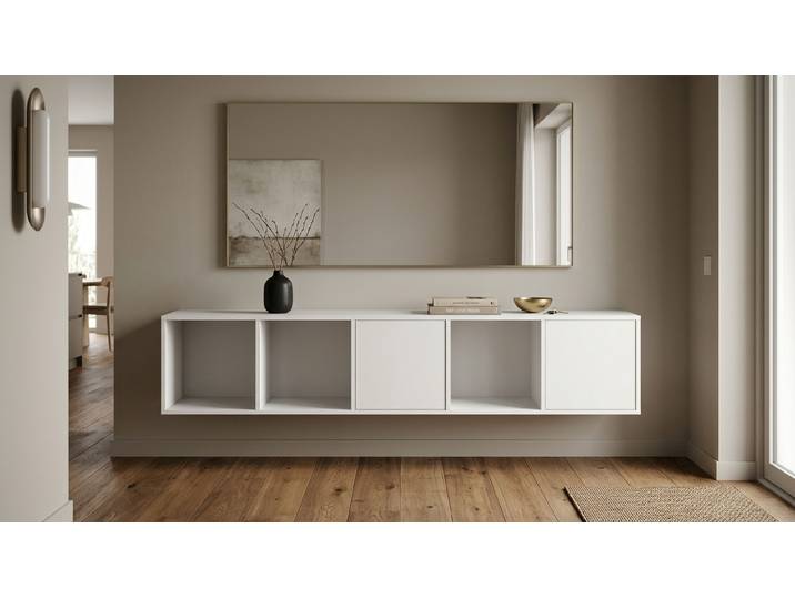 Commode suspendue blanche sur mesure pickawood MDF mélaminé MDF Blanc mat