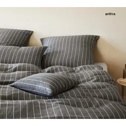 Elegante Halbleinen Bettwäsche Humble - 155x220 cm + 80x80 cm	anthra