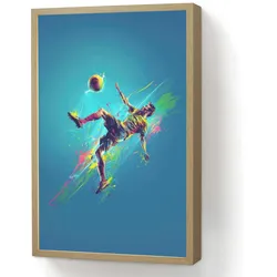 WANDLEUCHTE MIT AKKU Fußballer - Farbspritzer - Farbenfroh - Ball Beleuchtung 40x60 cm Wandlampe