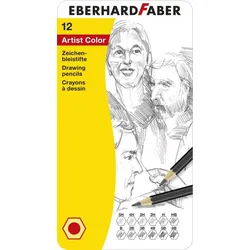 Eberhard Faber Zeichenbleistifte 12 Härtegrade grün Metalletui Packung mit 5 Stück