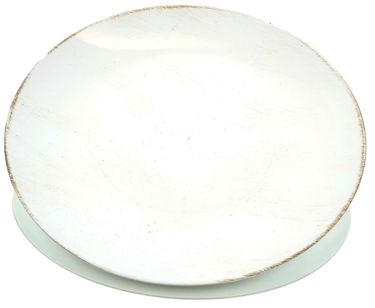 POSIWIO Decoratieve Schaal Creme met Bruin, Rond, Ø 40 cm, Kunststof