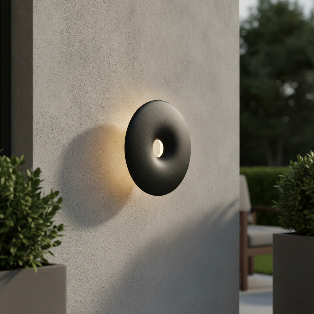 Lyora Splash ronde wandlamp zwart aluminium