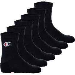 Champion Kinder Socken, 6er Pack - Crew Socken, einfarbig Schwarz / 31-34