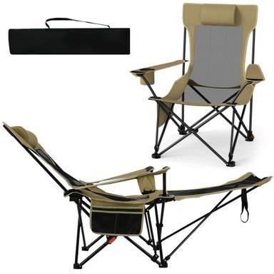 Costway Reclining Camping Chair with Removable Footrest and Adjustable Backrest-Green