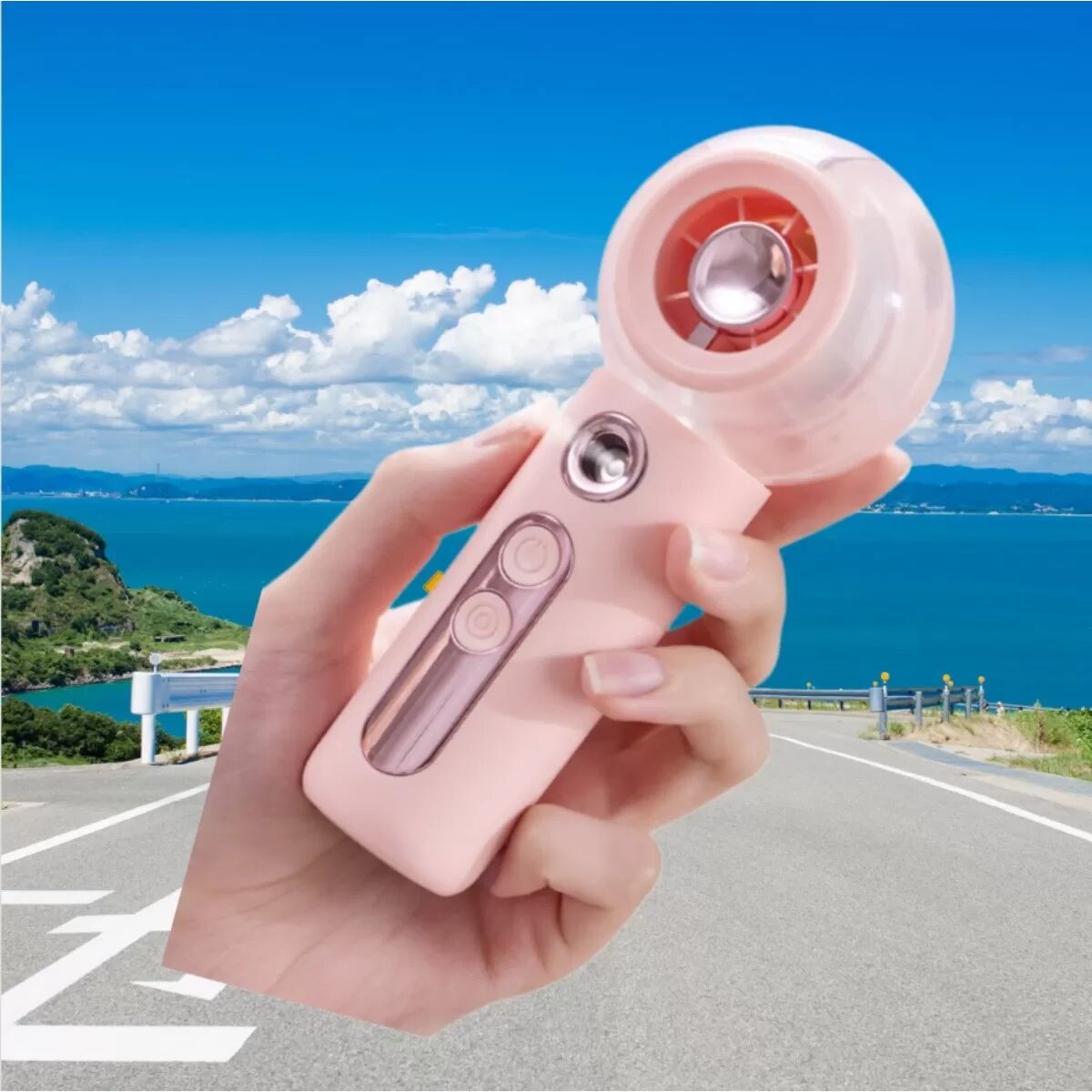 INF Ventilateur brumisateur portable - Mini ventilateur USB rechargeable 4 vitesses, silencieux avec brumisation humidifiante Rose