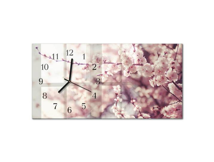 Tulup Wanduhr 60x30 cm - Sterne, Pink, Glas, Rechteckig, 60x30x0.4 cm, Dekoration, Uhren, Wanduhren
