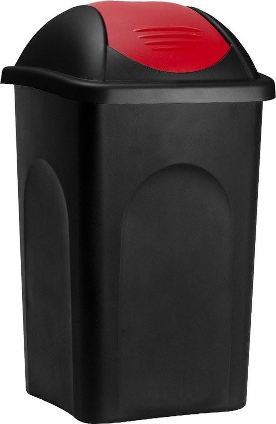 Article Afvalemmer met deksel, 60 liter, zwart-rood