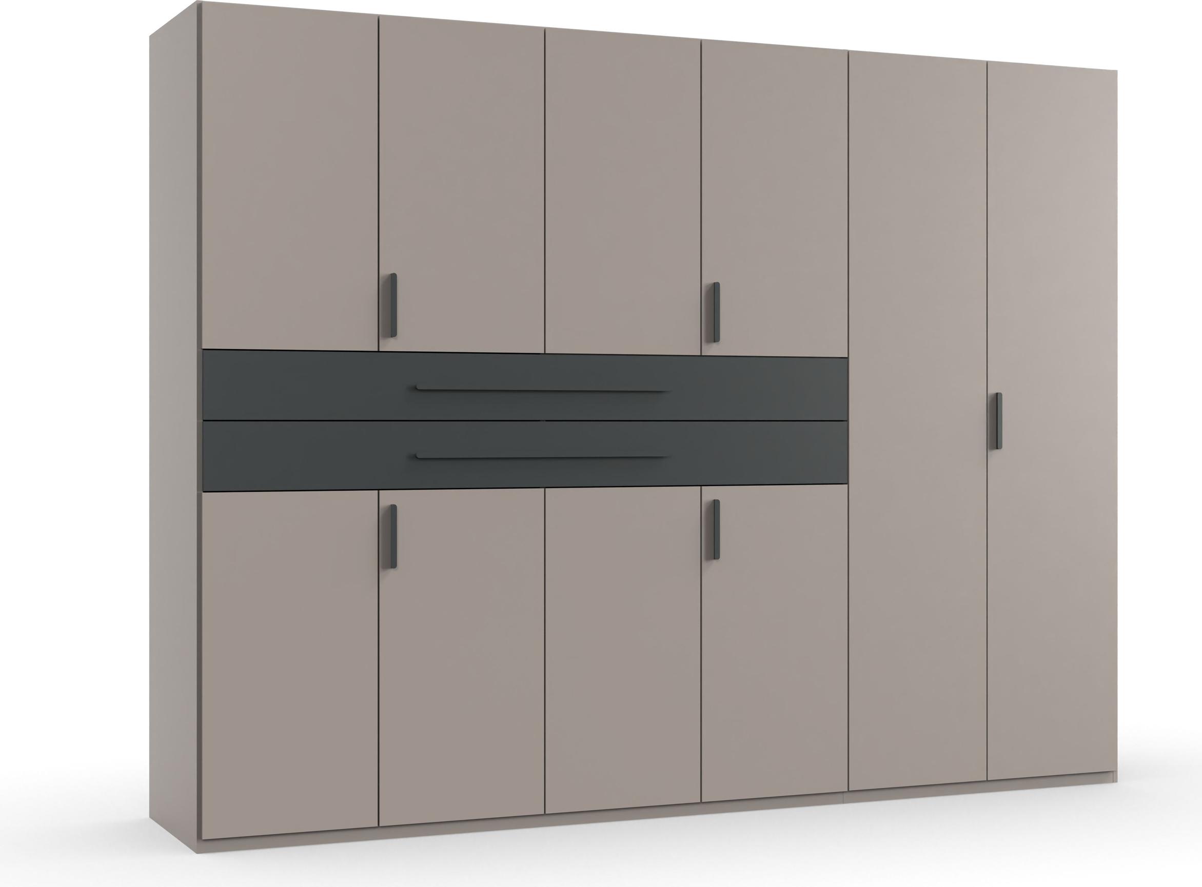 Drehtürenschrank >DIGIT< in SAHARAGRAU + GRIFFE GRAFIT - 270x208x58cm (BxHxT)