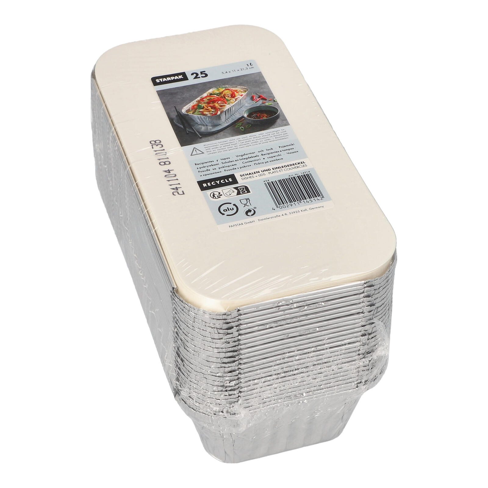 STARPAK Aluschalen mit Deckel 1000 ml silber 14514